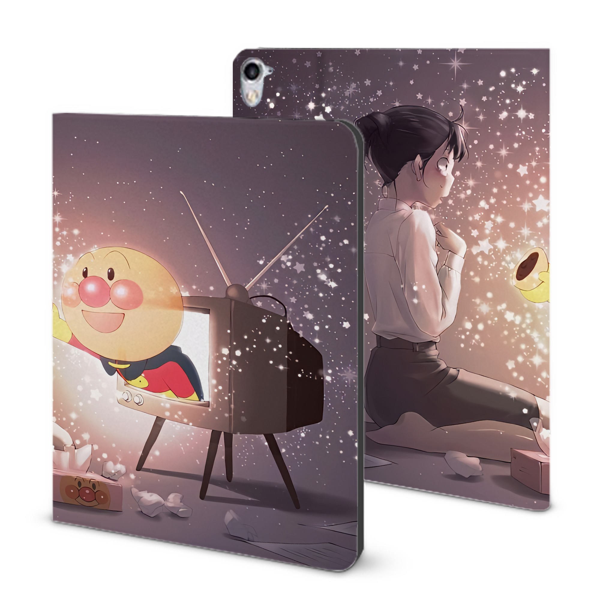 （画像用） アンパンマン Anpanman IPad ケース ブック型 PUレザー TPU 耐衝撃 軽量 薄型 ペン収納なし 全面保護 IPad 各モデル対応
